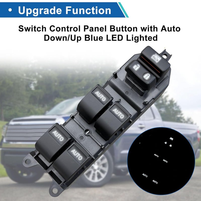 BELGEMAY Upgraded Power Window Master Switch for 2007-2021 Toyota Tundra & Sequoia – White LED Backlit, Auto Up/Down All Windows, Plug-and-Play (Excludes 1794/Limited/Platinum) [84820-0R040] - Image 3
